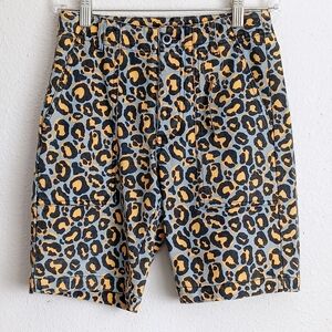 Asos Denim Shorts Mens Size 26 Blue & Mustard Yellow Leopard